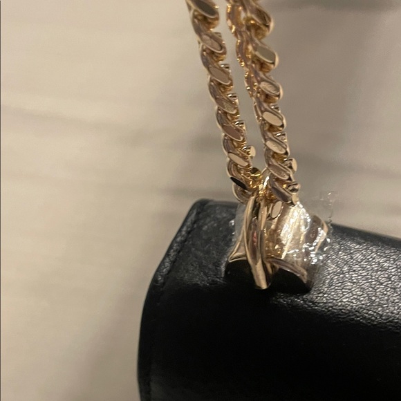 Brahmin Rosalie Black Gryphon Leather Shoulder Bag with Gold Chain - Picture 4 of 16